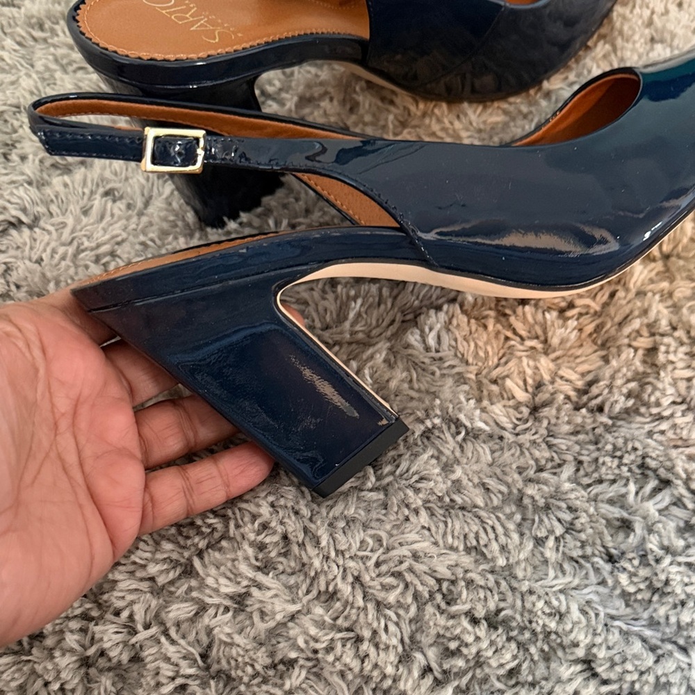 SARTO By Franco Sarto Dark Blue Slingback Heels - Picture 9 of 12